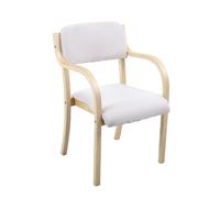 Stylish White Solid Wood Dining Chairs with Armrests Upholstered Kitchen & Living Room Accent Lounge Chair Max Load 150kg Perfect for Office & Café Use