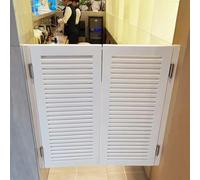 Stylish White Swinging Cafe Doors - Indoor Louvered Partition Door with Hinges, Auto-Close for Kitchen & Bathroom, Size 49.2"x35.4" (W125cm x H90cm) - Functional & Space-Saving Solution