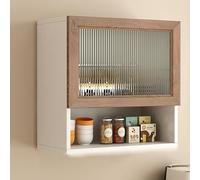 Stylish White Wood Wall-Mounted Medicine Cabinet with Glass Door - Space-Savingfor Bathroom Kitchen & Living Room - Over-The-Toilet Storage with Hidden Handle