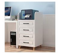 Stylish White Wooden Printer Stand with 4 Drawers High Capacity Mini Printer Table for Home Office Functional and Space-Saving Filing Solution