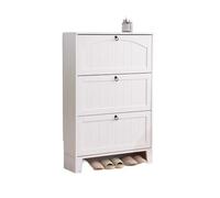 Stylish White Wooden Shoe Rack with 3 Foldable Drawers, Space-Saving Entryway Storage Cabinet, Ideal for Home nization and Clutter-Free Living