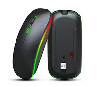 Stylish Wireless 2.4G Mouse with 3-level DPI Adjustment, Mute Rechargeable PC Mouse with Colorful Cycle Glow,for Windows/XP/Vista/Me 2.4G Colorful Light Office Supply(black)