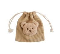Stylish with Bear Design Corduroy Drawstring Bag Never Lose Or Dirty Your Child Again Storage Bag Storage Container Diaper Organizers