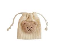 Stylish with Bear Design Corduroy Drawstring Bag Never Lose Or Dirty Your Child Again Storage Bag Storage Container Diaper Organizers