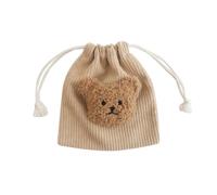 Stylish with Bear Design Corduroy Drawstring Bag Never Lose Or Dirty Your Child Again Storage Bag Storage Container Diaper Organizers