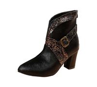 Stylish Women Ankle Boots Featuring Back Zipper Closure And Chunky Heel Design Perfect For Everyday Casual Wear And Modern Fashion Trends (Black, 4)