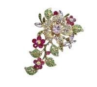 Stylish Women Antique Inspired Crystal Brooch Pin Embellishment Multi Occasion Accessory Durable Comfortable Alloy Crystal Flower Jewelry, Einheitsgröße, As described