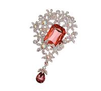 Stylish Women Antique Inspired Crystal Brooch Pin Embellishment Multi Occasion Accessory Durable Comfortable Alloy Crystal Flower Jewelry, one size, As described