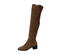 Stylish Women Autumn Winter Over The Knee Boots Featuring Half Zip Closure Soft Suede Material Comfortable Heeled Design for Casual Everyday Wear (Coffee, 4)