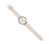 Stylish Women Quartz Wrist Watch Beige Leather Strap Wood Grain Dial | Accurate Time Keeping Elegant Design, Stainless Steel Details, Simple Classic for Dating and Casual Events