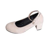 Stylish women's block heel high heels for everyday leisure perfect combination with jeans, comfortable slip-on design offers comfortable with every step, beige, 7 UK