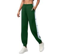 Stylish Women's Casual Jogger Pants Button Up Cuffed Design for Ultimate Comfort Loose Fit Sports Trousers Perfect for Relaxation and Active Wear (Green, XL)