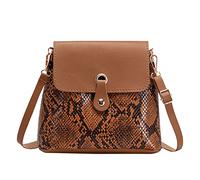 Stylish Women's Faux Leather Messenger Bag with Unique Serpentine Print Design and Secure Hasp Closure for Everyday and Phone (Brown, One Size)