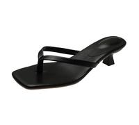 Stylish Women's Slippers, Casual Beach Shoes, Comfortable Open Toe Slide Sandals, Modern Square Head Design for Everyday Use, black, 6 UK