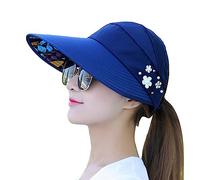 Stylish Women's Summer Foldable Sunscreen Beach Hat for Against I for Outdoor Activities Lightweight and Comfortable Design for All-Day Wear (Navy, One Size)