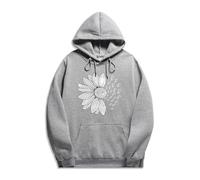 Stylish Women's Zip Sweatshirt hoodies for women Lady's Hoodie Daisy Butterfly Print Drawstring Hoodie Fashion Plus Size Hoodie Women over Hoodies (Grey, M)