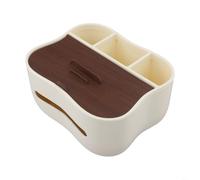 Stylish Wood And Abs Tissue Box Cover With Napkin Holder For Home Office Desk Organization, Elegant Countertop Storage Solution, 13x17x21cm(Walnut+ABS)