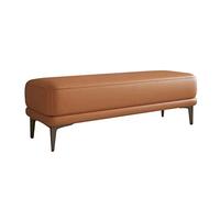 Stylish Wooden Bedside Bench with Genuine Leather Seat - Versatile Footstool Cloakroom Stool & Step Stool for Bedroom Living Room or Entryway (100x40x42CM A)