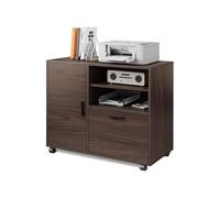 Stylish Wooden Lateral File Cabinet on Wheels Large Mobile Office Storage with Drawer Door & Shelves Ideal Filing Solution for Home & Office nization