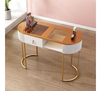 Stylish Wooden Nail Tech Desk with Drawers & Storage Cabinet - Professional Manicure Table for Home Beauty Salon Perfect for Nail Artists & At-Home Use