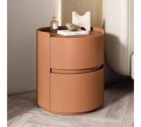 Stylish Wooden Nightstand with Drawer & ShelfChic Storage Solution for Bedroom & Living Room Featuring Elegant Leather Accents for Modern Decor