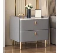 Stylish Wooden Nightstand with Metal Legs Space-Saving Design 2 Drawer Bedside Table for Bedroom & Living Room Easy Assembly (Color: Champagne Gold)