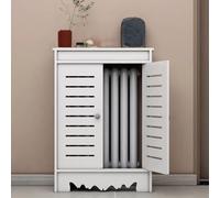 Stylish Wooden Radiator Cover with Storage Shelf - 2-Door Heater Cabinet for Home Decor, Clutter-Free Solution for Pipes, 90x70x25cm/35x28x10in