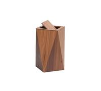 Stylish Wooden Trash Can with Lid - High-Grade Diamond Design Waste Basket for Living Room Office and Household Use (Mixed Colors Small Size)