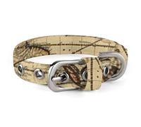 Stylish World Map Retro Dog Collar with Stainless Steel Buckle Lightweight Cute Printed Cat Collar Adjustable Pet Collars for Small Medium Large Dogs and Cats