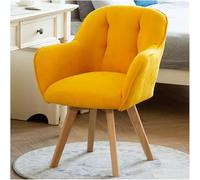 Stylish Yellow Accent Chair with Sturdy Wooden Legs Upholstered Velvet Armrests Perfect for Small Spaces Dining Room Guest Lounge Club and Home Office Use.