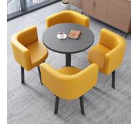 Stylish Yellow Dining Table Set with 4 Soft Chairs Metal Base & AntiSlip Pads Ideal for Kitchen & Reception Area Modern Conference Table Furniture