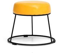 Stylish Yellow Leather Foot Stool - Versatile Wrought Iron Makeup & Dining Stool Perfect for Living Room Bedroom and Entryway 28.5×36cm Footrest for Comfort