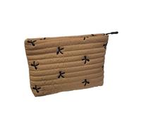 Stylish Zippered Makeup Case Embroidered Bowknot Detailing Ample Storage Makeup Pouches for Cosmetics and Accessories