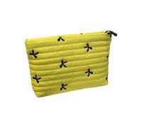 Stylish Zippered Makeup Case Embroidered Bowknot Detailing Ample Storage Makeup Pouches for Cosmetics and Accessories Polyester Cosmetic Storage Bag