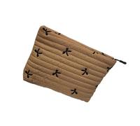 Stylish Zippered Makeup Case Embroidered Bowknot Detailing Ample Storage Makeup Pouches for Cosmetics and Accessories Embroidered Cosmetic Storage Bag