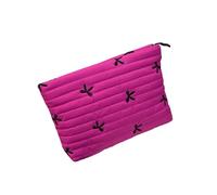 Stylish Zippered Makeup Case Embroidered Bowknot Detailing Ample Storage Makeup Pouches for Cosmetics and Accessories Makeup Bag with Zippers