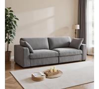 StylishCord 2/3Seater SofaErgonomic Compact Design for Living Room ComfortRemovable Covers Cedar Wood FrameIdeal for Modern Homes & Flats (Grey)