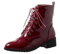 StyliShoes Casual Women Ankle Booties with Chunky Heel Burgundy