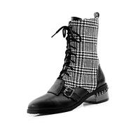StyliShoes Women Ankle Boots with Low Chunky Heel and Lace-up