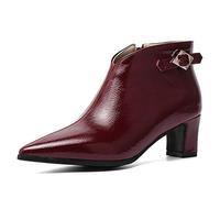 StyliShoes Women Ankle Boots with Pointed Toe and Chunky Heel