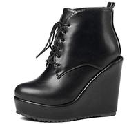 StyliShoes Women Ankle Boots with Wedge Heel and Lace-up