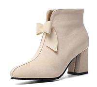StyliShoes Women Ankle Bowtie Booties with Chunky Heel and Pointed Toe