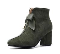 StyliShoes Women Ankle Bowtie Booties with Chunky Heel and Pointed Toe