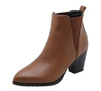 StyliShoes Women Fashion Chelsea Boots with Pointed Toe and Chunky Heel