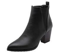 StyliShoes Women Fashion Chelsea Boots with Pointed Toe and Chunky Heel
