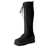 StyliShoes Women Knee High Boots Flat Biker Boots Black