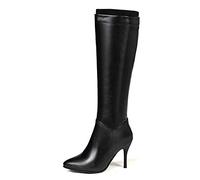 StyliShoes Women Knee High Boots with Pointed Toe and Stiletto Black