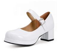 StyliShoes Women Mary Jane Shoes with 5-Colour Available and Bukles White