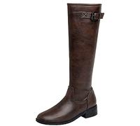 StyliShoes Women's Fashionable Knee High Boots Solid Color Biker Boots