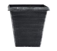 Stylist Biscotti Decorative Square Garden Patio Planter finished in a Brushed Bronze & Black or Silver Paint Effect 23cm Lightweight Flower Pots with Pre-Drilled Drainage Holes (Silver x1)